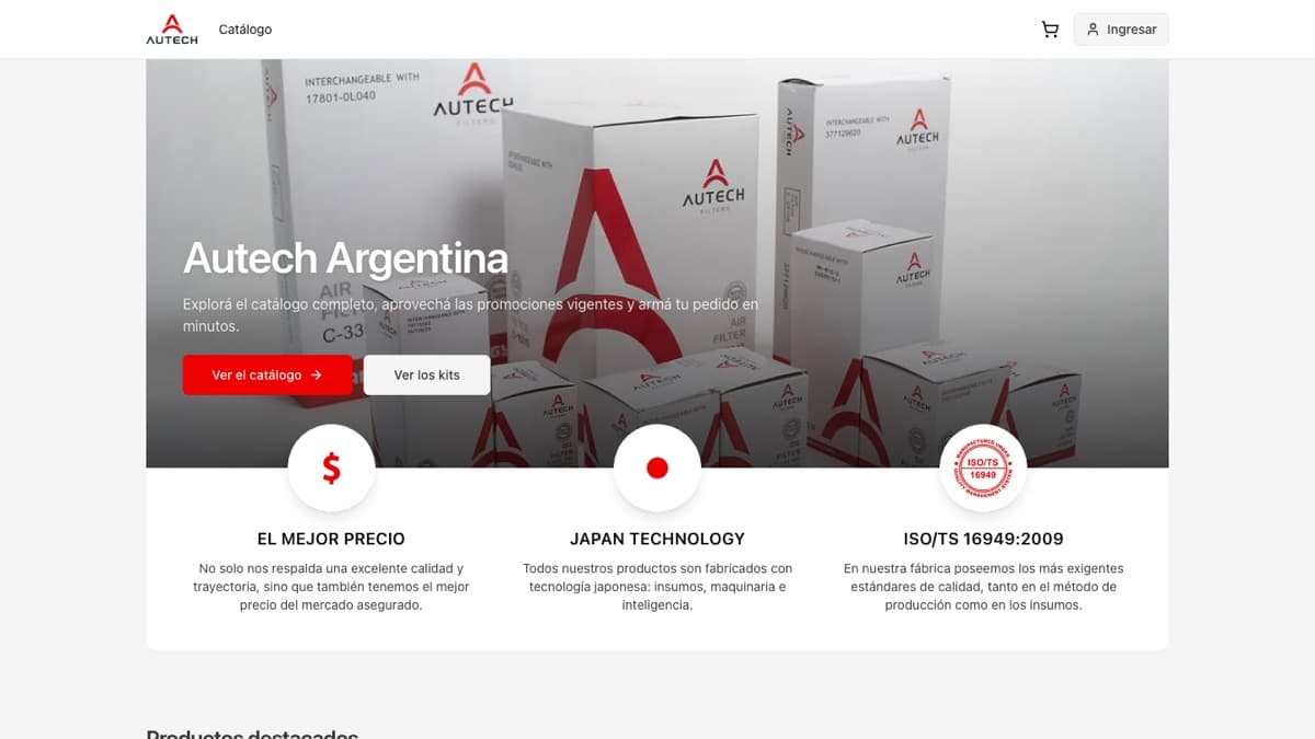 Captura del sitio de Autech Argentina